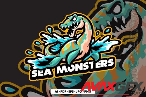 Sea Monster Mascot logo