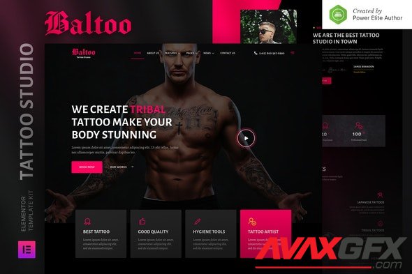 ThemeForest - Baltoo v1.0.0 - Tattoo Studio and Artist Elementor Template Kit - 33871600