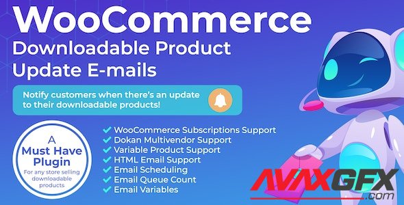 CodeCanyon - WooCommerce Downloadable Product Update E-mails v2.0.10 - 18908283