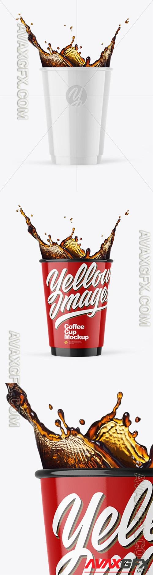 Glossy Paper Coffee Cup w/ Splash Mockup 89448 TIF
