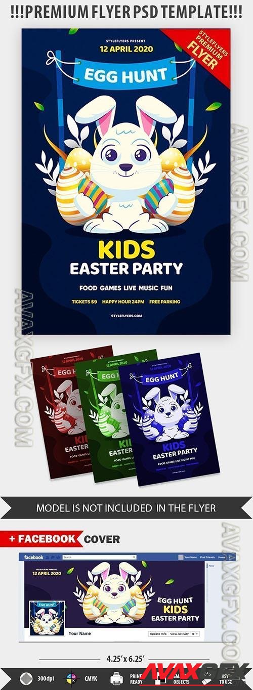 Egg Hunt Kids Easter Party PSD Flyer
