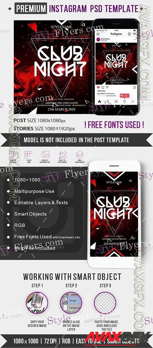 Club Night Instagram Story and Banner PSD Template