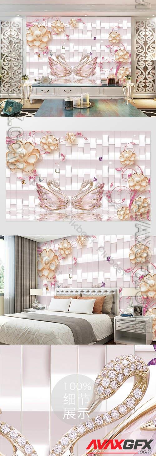 Luxury jewelry 3d tv background wall