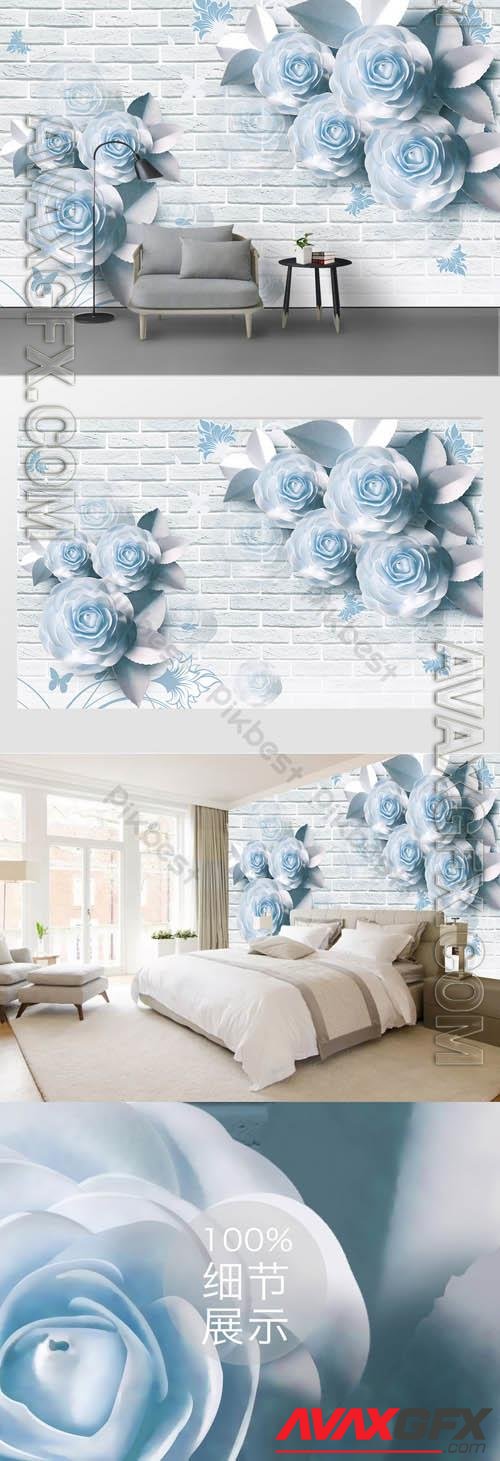Blue floral background wall decoration
