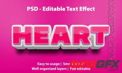 Editable text effect heart premium Premium Psd