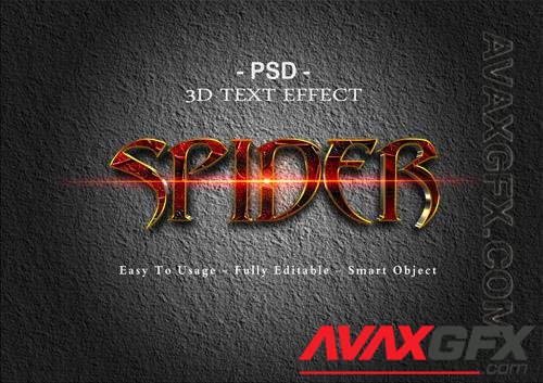 3d spider text effect psd template