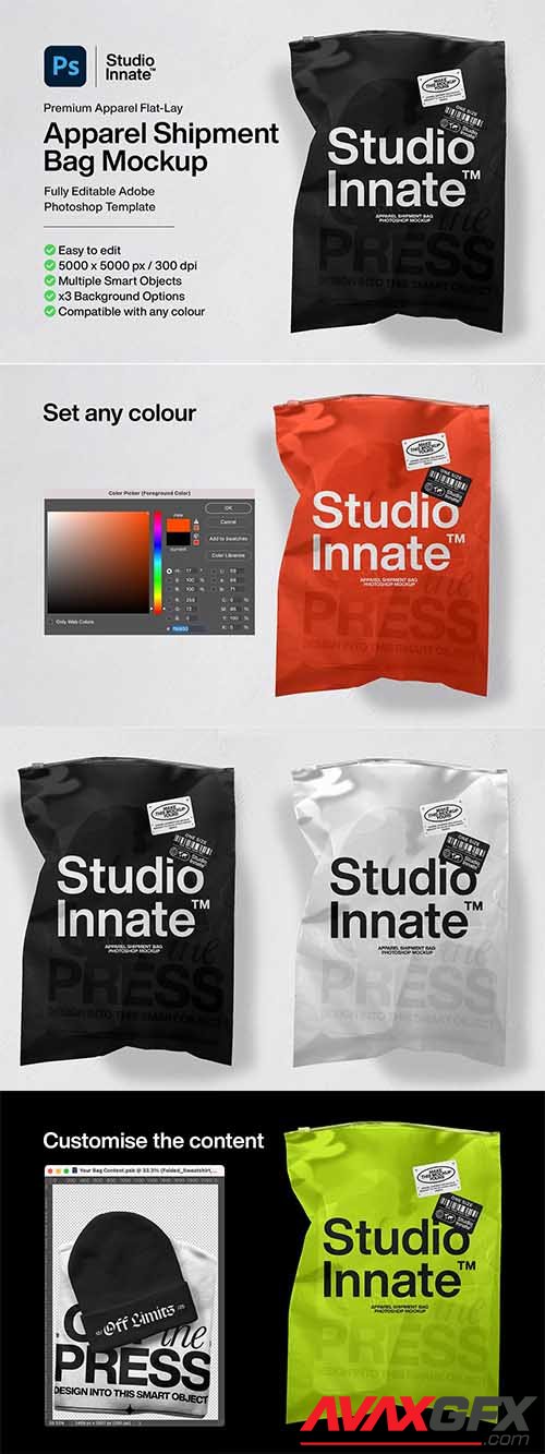 CreativeMarket - Apparel Shipment Bag Mockup 6134290