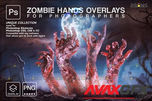 Halloween photo overlay & Halloween clipart: Zombie hands - 1584014