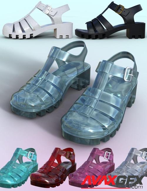 90's Jelly Sandals for Genesis 8 Females