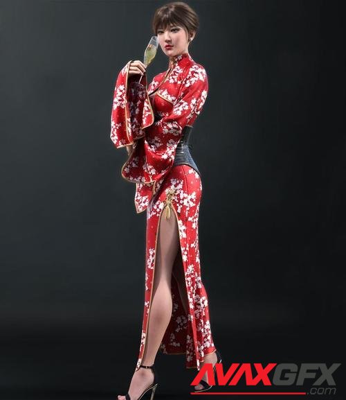 Midnight Kimono dforce outfit for Genesis 8 & 8.1 Female(s)