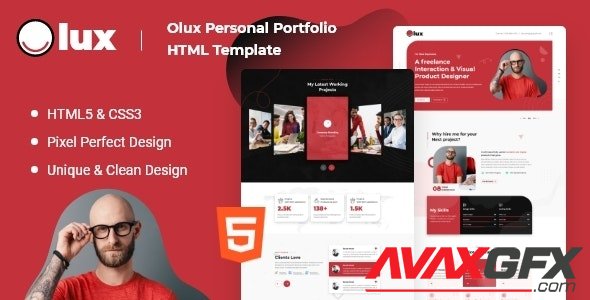 ThemeForest - Olux v1.0 - Creative Personal CV/Resume Portfolio HTML Template - 33754900