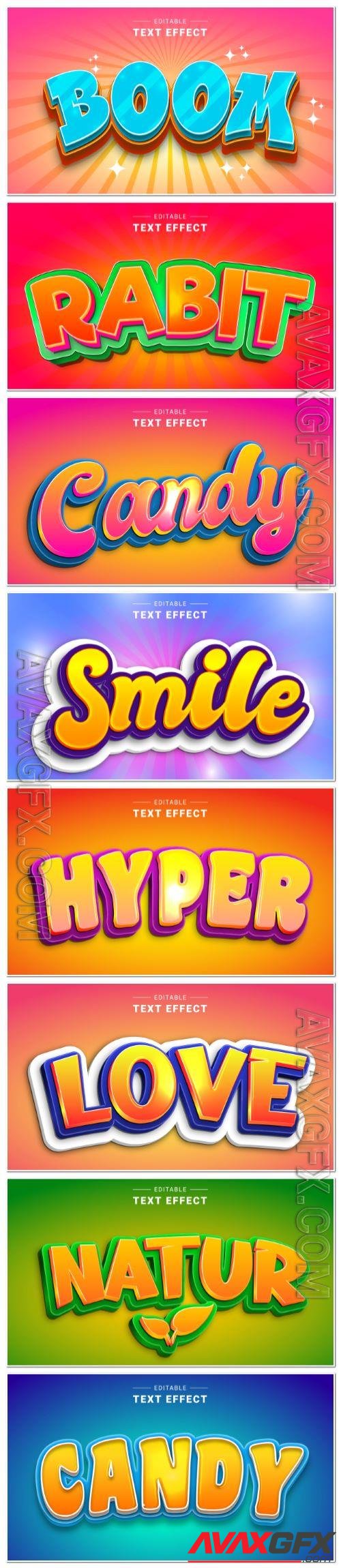 Set 3d editable text style effect vector vol 110