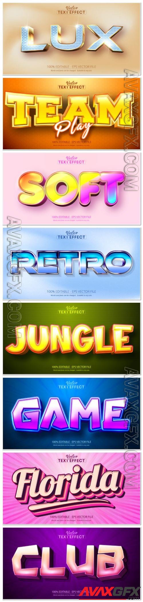 Set 3d editable text style effect vector vol 144