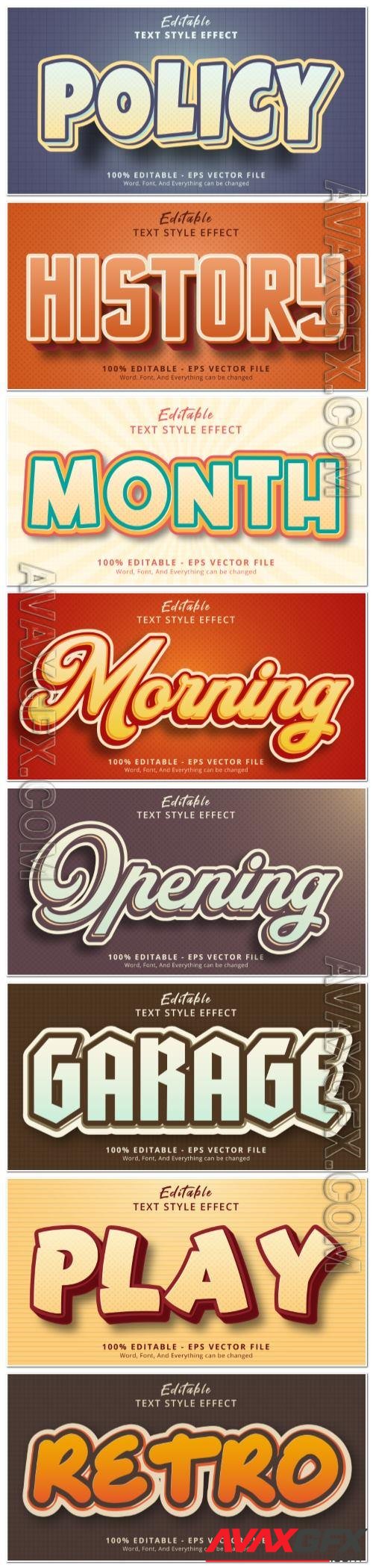 Set 3d editable text style effect vector vol 143