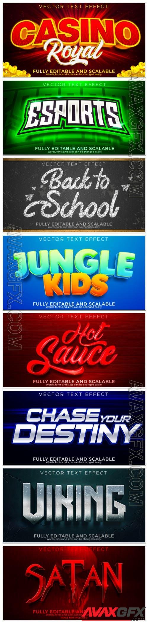 Set 3d editable text style effect vector vol 135