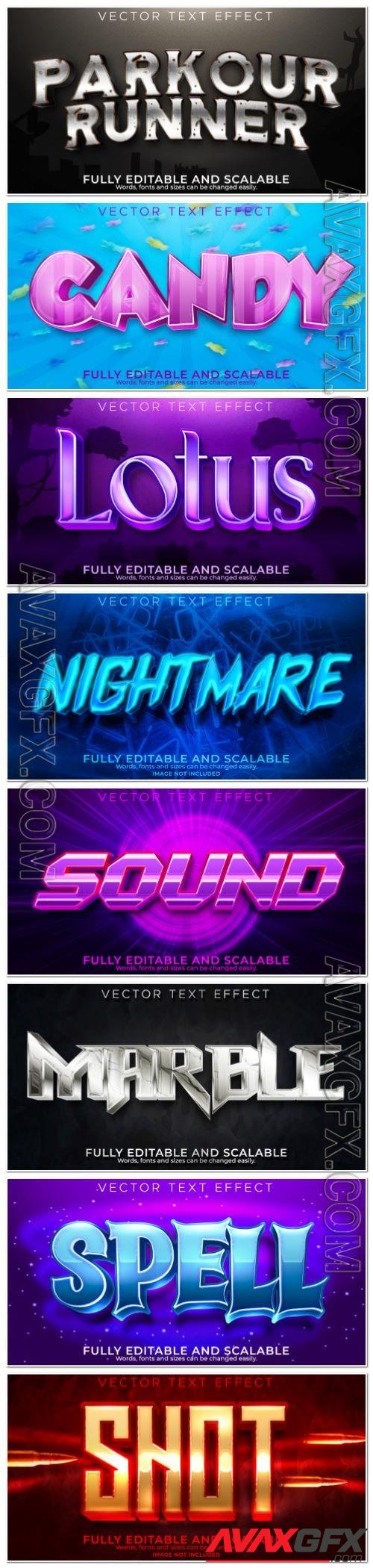 Set 3d editable text style effect vector vol 130