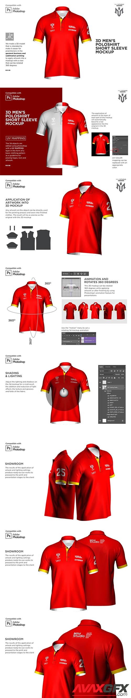 Creativemarket - 3D Poloshirt Short Sleeve Mockup 6453762