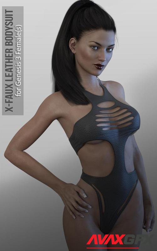 X-Faux Leather Bodysuit for Genesis 3 Female(s)