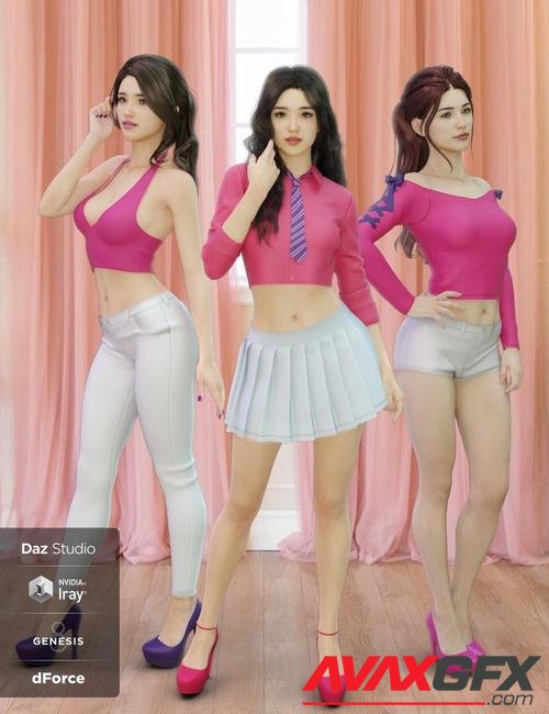 dForce K-Pop Girls 2 Outfits for Genesis 8 Female(s)