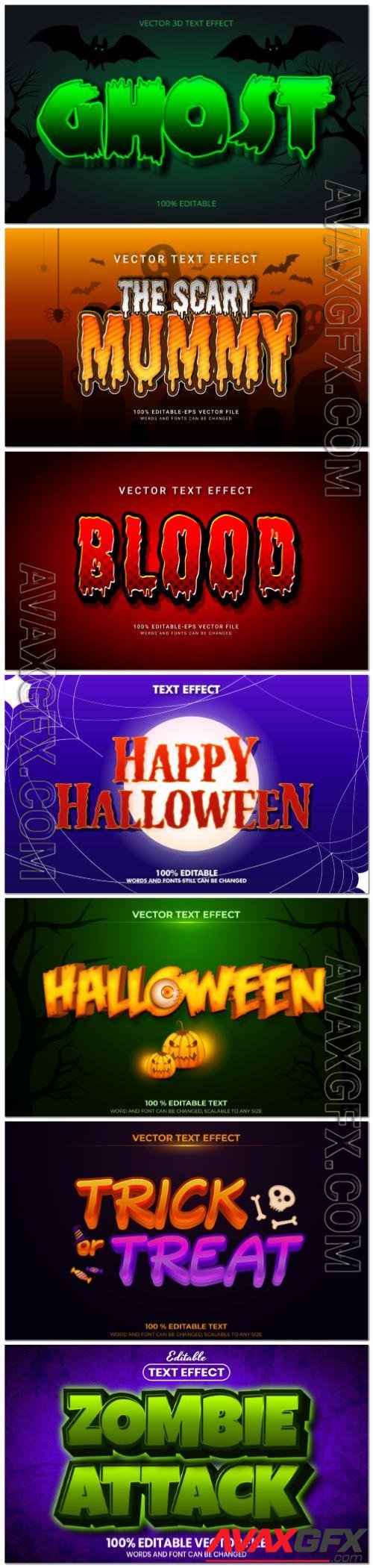 Set 3d editable text style effect vector vol 156