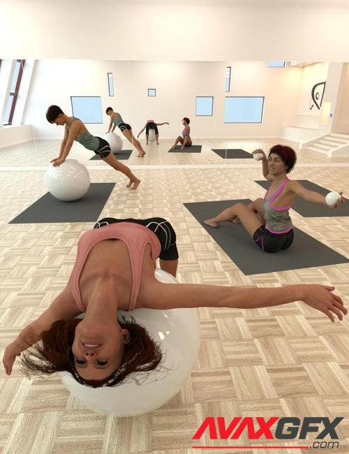 Pilates Poses with Ball for Genesis 8 Female(s)