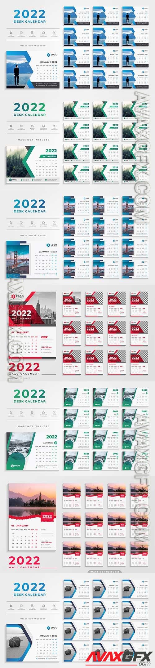 2022 desk calendar template premium vector
