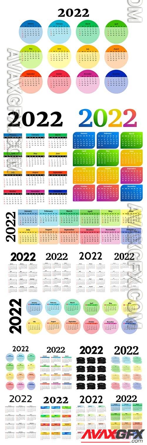 Calendars for 2022 vector design