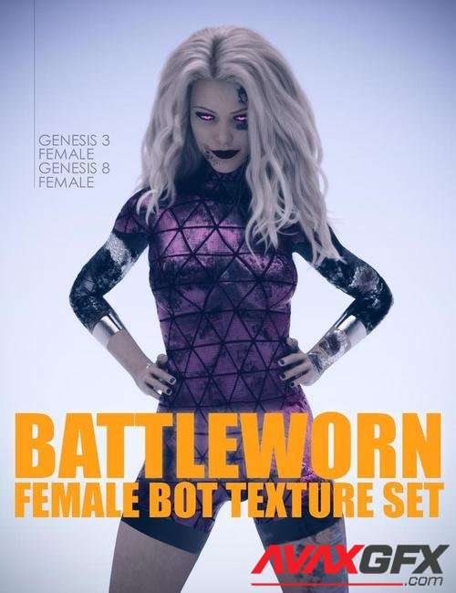 Battleworn Female Bot - Genesis 3 and 8 Female Texture Set