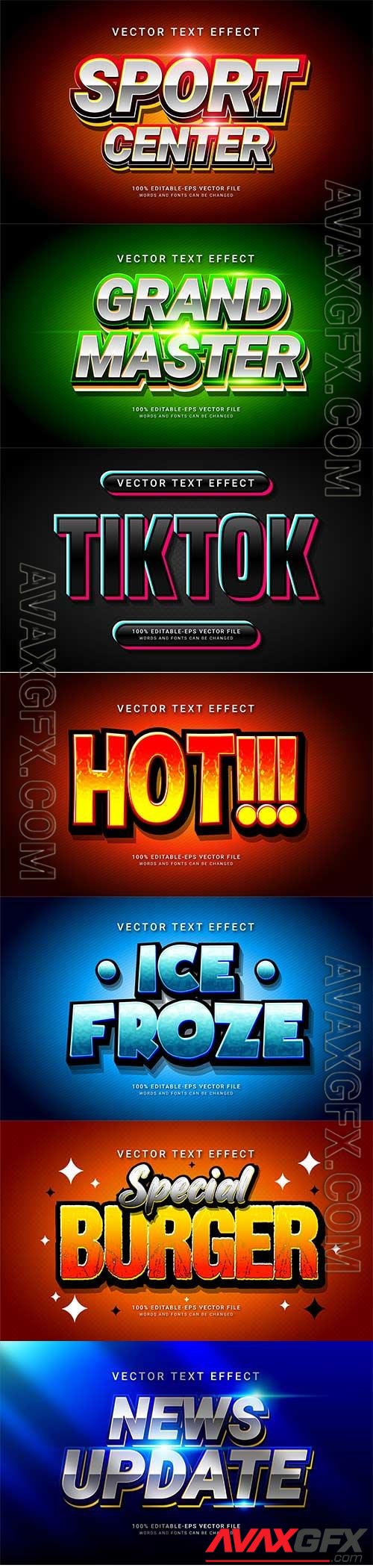 Set 3d editable text style effect vector vol 168