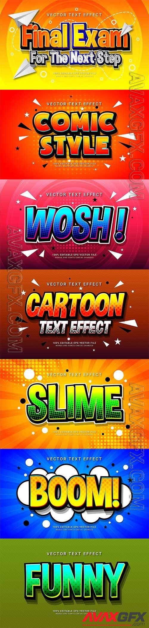 Set 3d editable text style effect vector vol 169