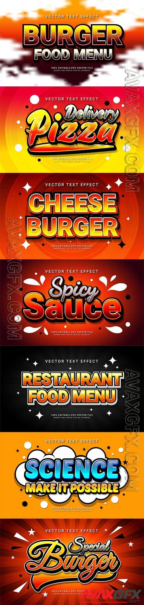 Set 3d editable text style effect vector vol 167