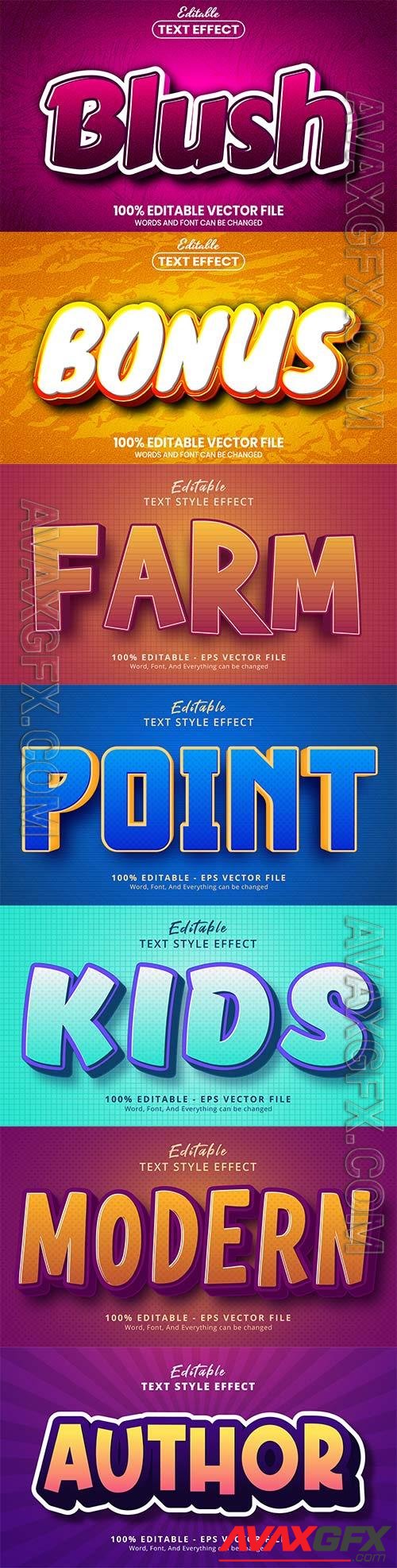 Set 3d editable text style effect vector vol 166