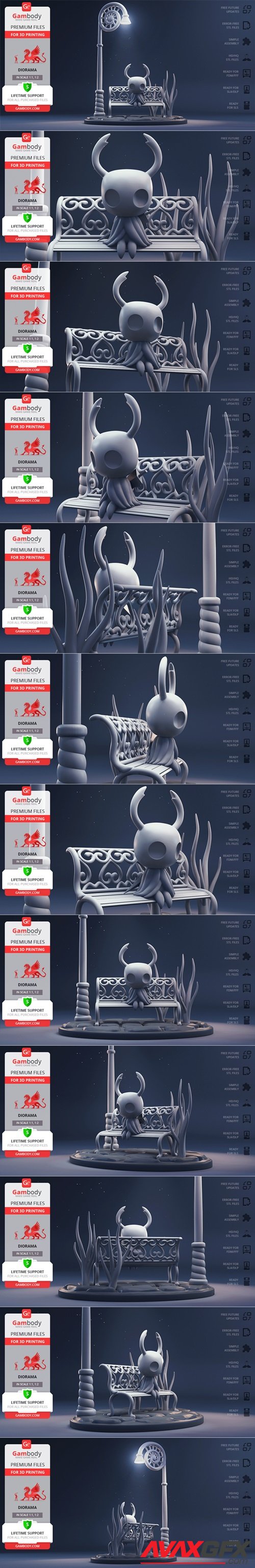 Hollow Knight Figurine in Diorama – 3D Printable STL