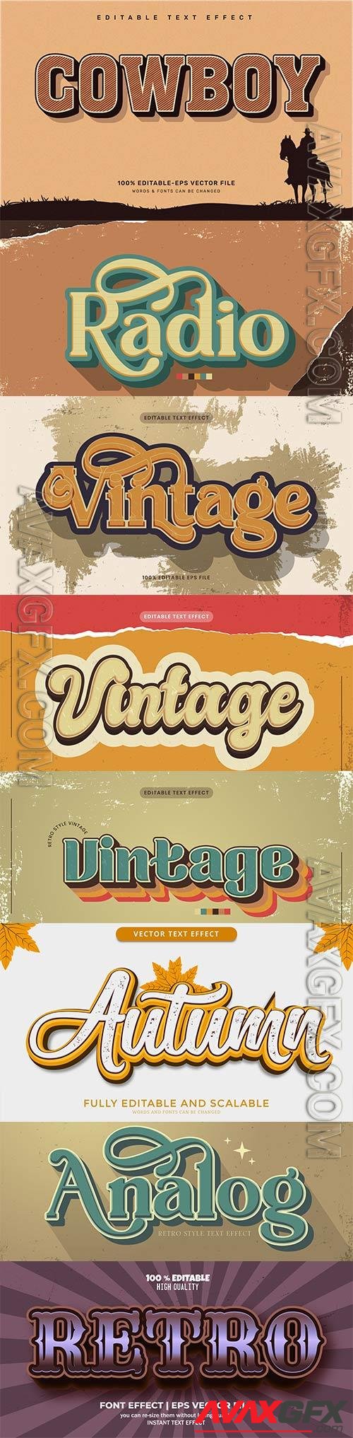 Set 3d editable text style effect vector vol 183