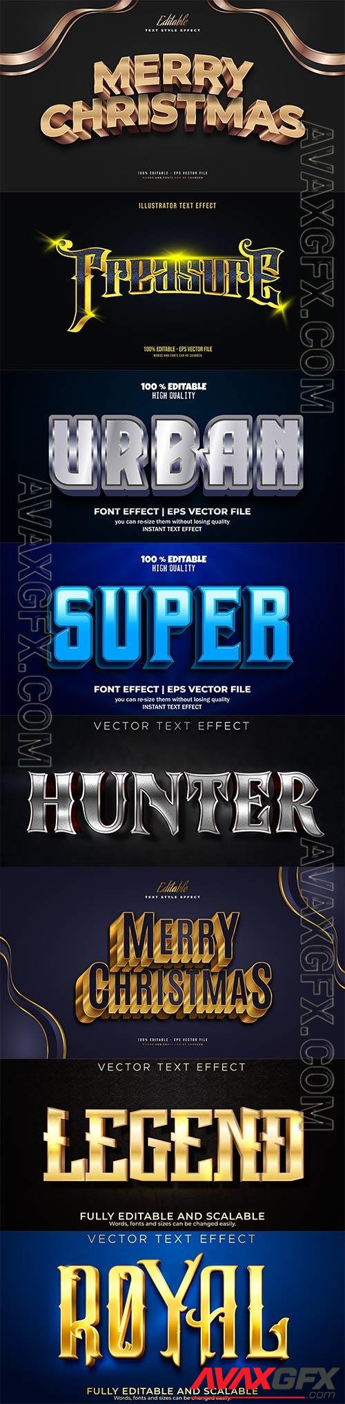 Set 3d editable text style effect vector vol 180