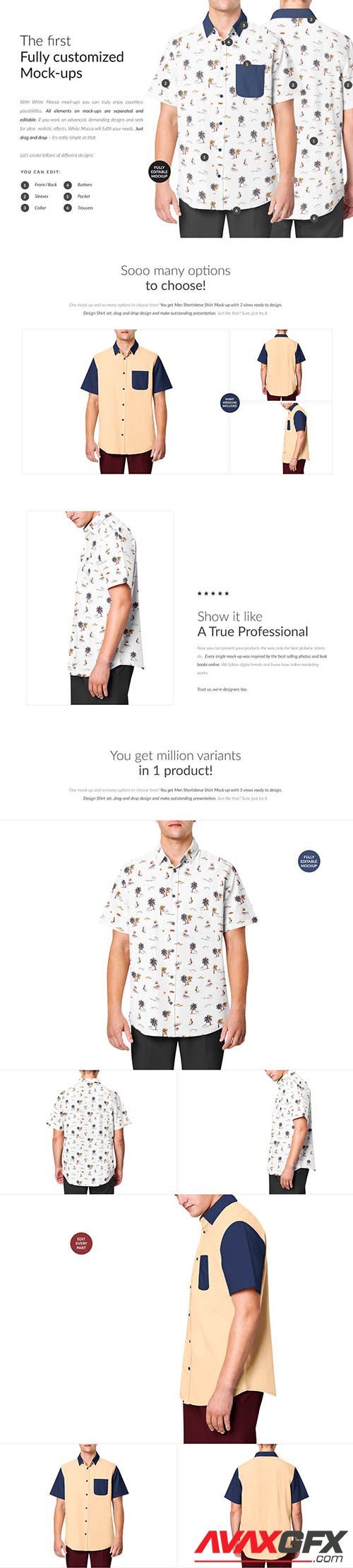 CreativeMarket - Men Shortsleeve Shirt Mock-ups 6411955