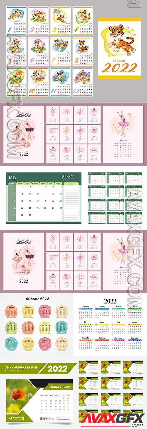 2022 vector calendar template design