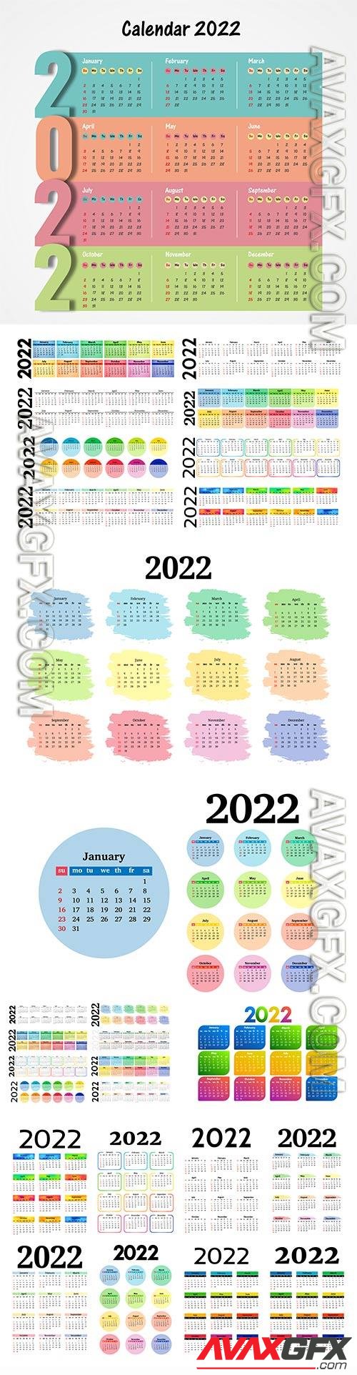 New year 2022 poster calendar design template vector