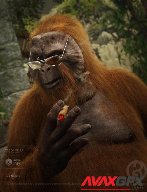 Ape World Orangutan with dForce Hair for Genesis 8 Male