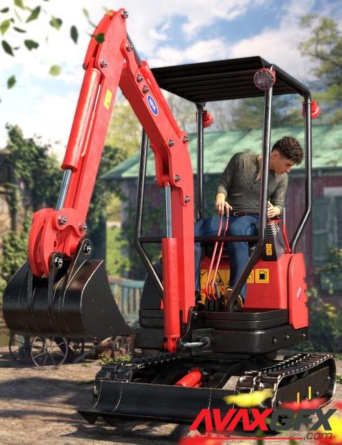 Mini Digger Excavating Poses for Genesis 8