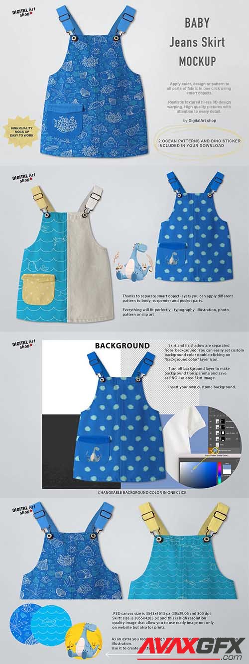 CreativeMarket - Baby Jeans Skirt Mock Up 6381098