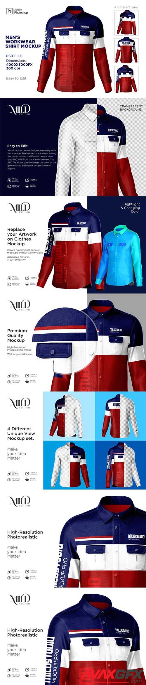 CreativeMarket - Men's workwear shirt set mockup 6359632