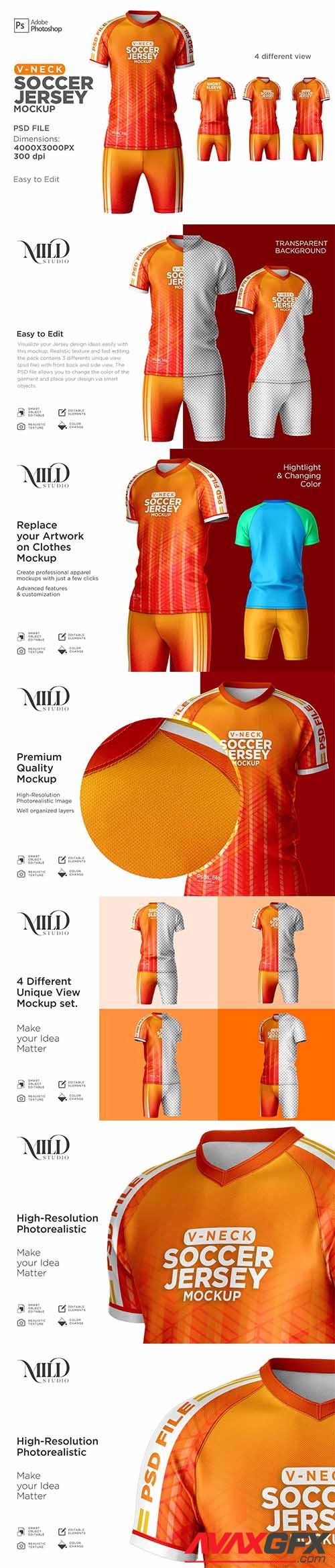 CreativeMarket - Men Soccer Jersey kit Mockup 6294910