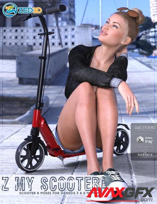 Z My Scooter Prop and Poses for Genesis 3 and 8