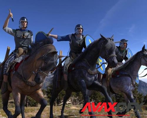 dForce Roman Cavalry for Genesis 8 Male and Daz Horse 2