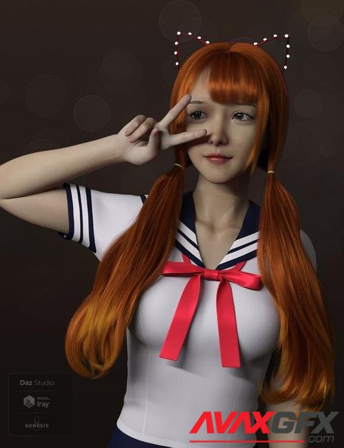 Qiqi Twintail Hair For Genesis 8 Female(s)