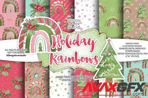 Holiday Rainbow digital paper pack-4B33Q42
