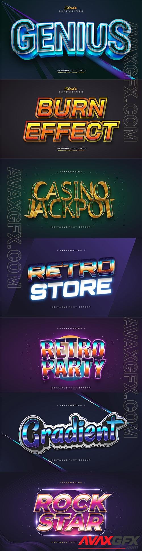 Set 3d editable text style effect vector vol 194