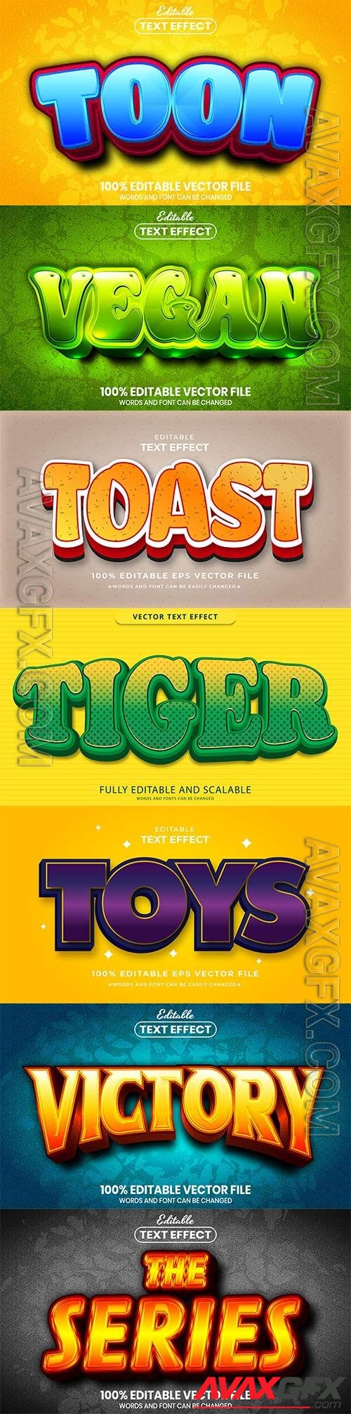 Set 3d editable text style effect vector vol 195