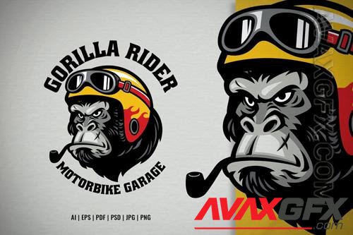 Gorilla Head Motorcycle Garage Logo